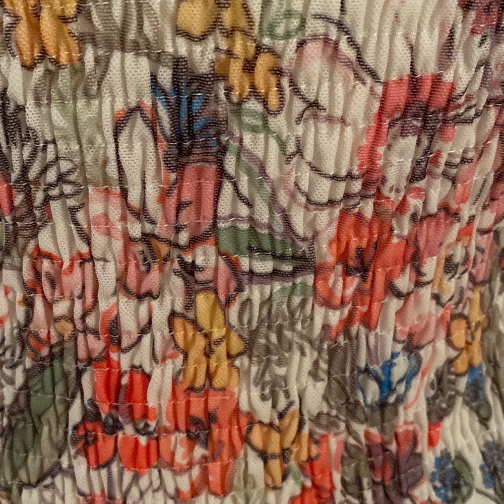 Anthropologie Aurelia Smocked Floral Puff Sleeve Cropped Crinkle Top - S - Picture 14 of 14